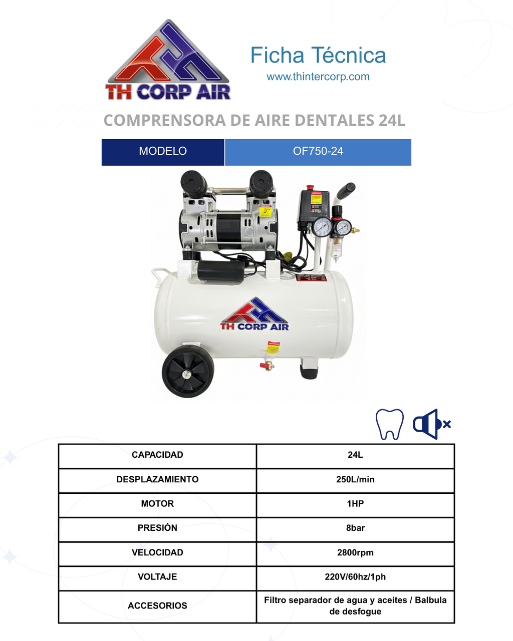COMPRENSORA DE AIRE DENTALES 24L