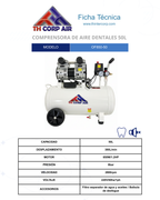 COMPRESORA DE AIRE DENTAL 50L - 1.2HP